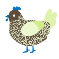 fancy turd, a bark and apple chicken with a double-lace pattern