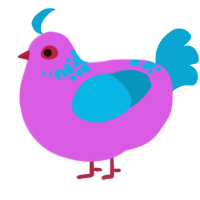 A orchid and cerulean chicken with a neck-speckle pattern