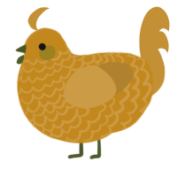 A ochre and gold chicken with a lace pattern