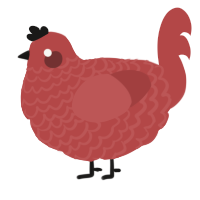 A red chicken with a lace pattern