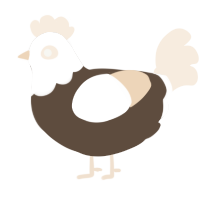 A bark and cream chicken with a head pattern