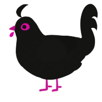 A black chicken with a speckle pattern