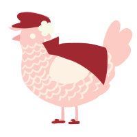 A rose chicken with a lace pattern
