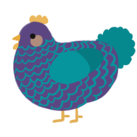 A overcast and teal chicken with a lace pattern