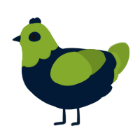 A tumblr and chartreuse chicken with a head pattern