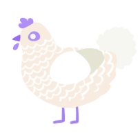 A cream and white chicken with a lace pattern