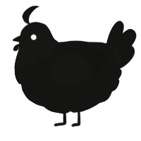 A black chicken with a head pattern