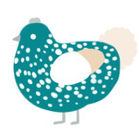 A teal and cream chicken with a speckle pattern