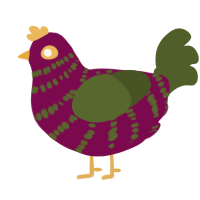 A wine and olive chicken with a bar pattern