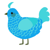 A sky and aqua chicken with a lace pattern