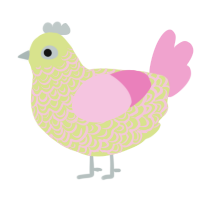 A lemon and pink chicken with a double-lace pattern