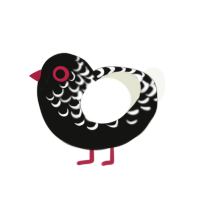 Prelude 3, a black and white chicken with a half-lace pattern