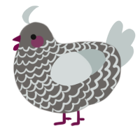 A grey and silver chicken with a lace pattern