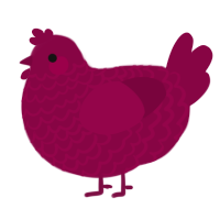 A maroon chicken with a lace pattern