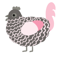 A grey and rose chicken with a lace pattern