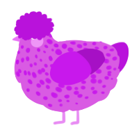 A orchid and amethyst chicken with a speckle pattern