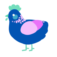 A ultramarine and lavender chicken with a neck-speckle pattern