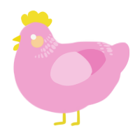A pink chicken with a neck-band pattern