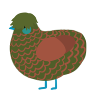A olive and russet chicken with a lace pattern