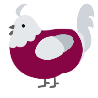 A maroon and mist chicken with a head pattern