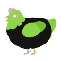 A black and grass chicken with a head pattern