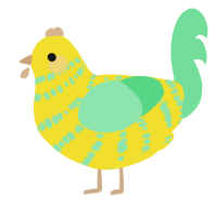 lolly, a yellow and spring chicken with a bar pattern