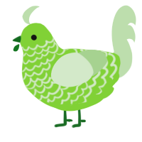A grass and gluppy chicken with a lace pattern