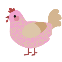 A pink and beige chicken with a double-lace pattern