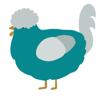 A teal and silver chicken