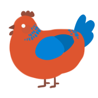 A vermilion and sapphire chicken with a neck-band pattern