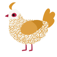 A white and orange chicken with a double-lace pattern
