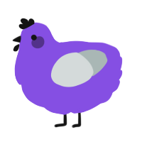 A blurple and silver chicken