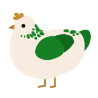 A cream and leaf chicken with a neck-speckle pattern
