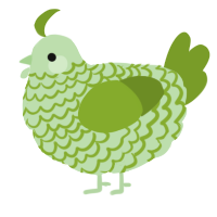 A gluppy and chartreuse chicken with a lace pattern