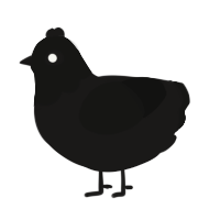 A sable and black chicken with a head pattern