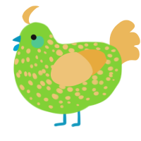 A grass and honey chicken with a speckle pattern