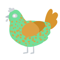 A spring and orange chicken with a speckle pattern