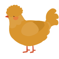 A orange chicken with a head pattern
