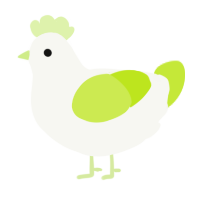 A white and lime chicken