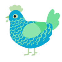 A cerulean and spring chicken with a lace pattern