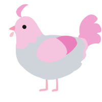 A mist and pink chicken with a head pattern