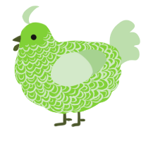 A grass and gluppy chicken with a double-lace pattern