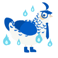 A white and ultramarine chicken with a half-lace pattern