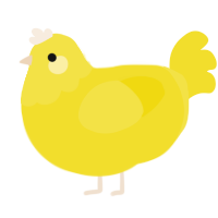 A yellow chicken with a head pattern