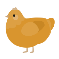A orange chicken with a head pattern