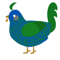 A ultramarine and leaf chicken with a double-lace pattern