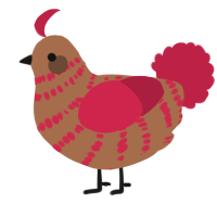 A brown and crimson chicken with a bar pattern