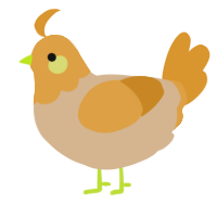 A beige and orange chicken with a head pattern