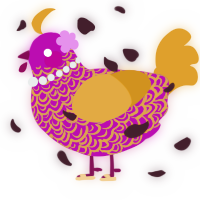 A plum and ochre chicken with a double-lace pattern