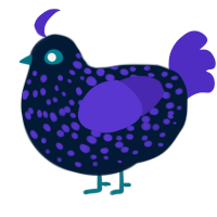 A tumblr and indigo chicken with a speckle pattern